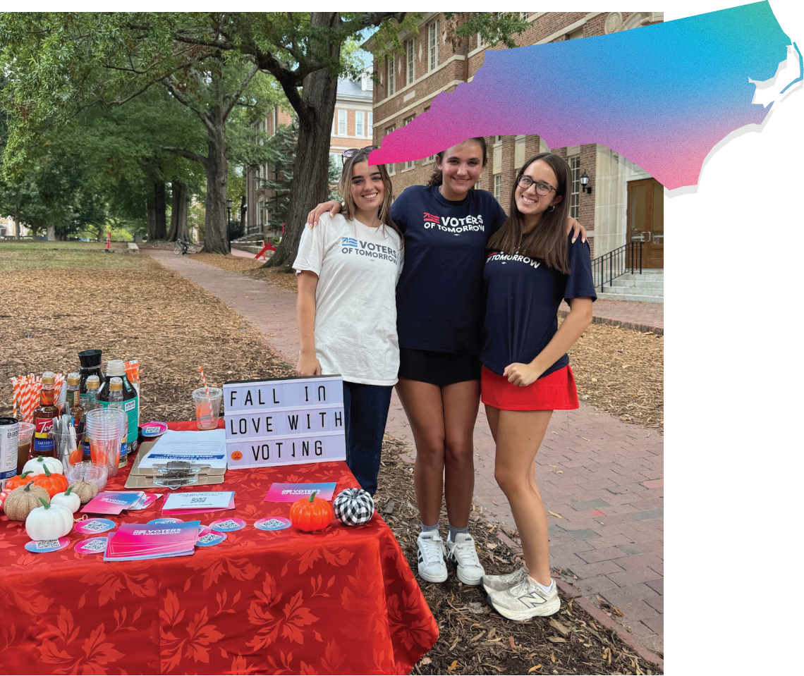 Voters of Tomorrow North Carolina leads a voter registration drive at the University of North Carolina, Chapel Hill